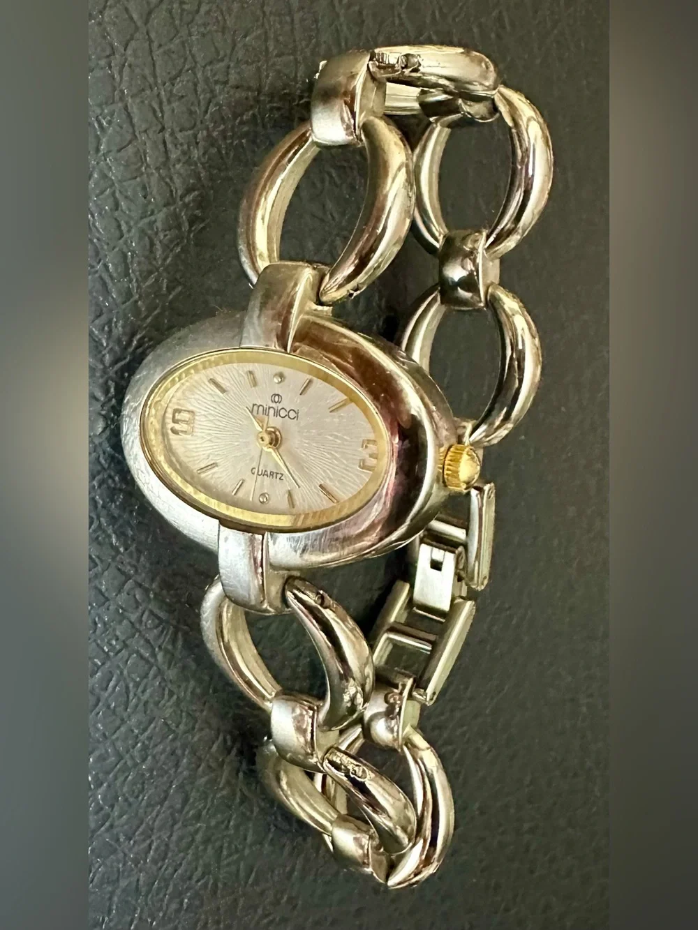 Minicci Silver and Gold-Tone Oval Bracelet Watch